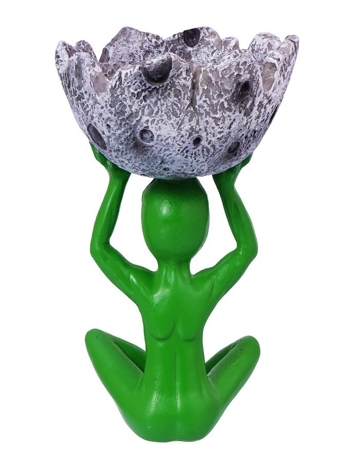Trendy Zone 21 Alien Ash Tray, Alien Holding Moon Design Ash Tray for Home and Office use, Ash Tray for indoor and outdoor use, Ash Holder for Smokers, Desktop Smoking Ash Tray for Decoration - Green - Image 3